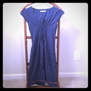 Mata Traders Dress Navy Blue w/ Pink Design Small